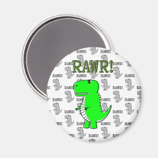 Aimant T-Rex mignon et en colère avec Motif noir et blanc (Recto/Verso)