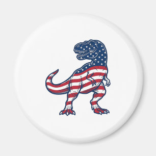 Aimant T-Rex patriotique Drapeau américain Design de dino