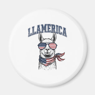 Aimant T-Shir gravure vintage lama patriotique Llamerica