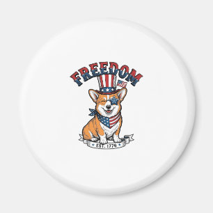 Aimant T-Shirt à gravure vintage Corgi patriotique de lib