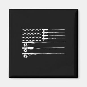 Aimant T-shirt American Flag Fly Fishing Rod Trout Patrio