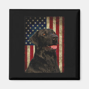 Aimant T Shirt Cadeau Labrador Noir Drapeau Usa Propriéta