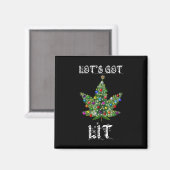 Aimant T-shirt Cadeau Thc Pot Feuille Herbe Sapin de Noël (Recto/Verso)