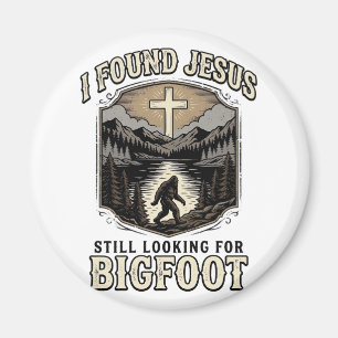 Aimant T-shirt chrétien vintage drôle Jésus Bigfoot