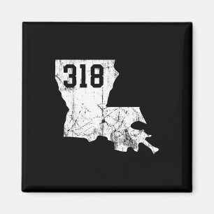 Aimant T-shirt Code de zone de l'État de Louisiane 318 La