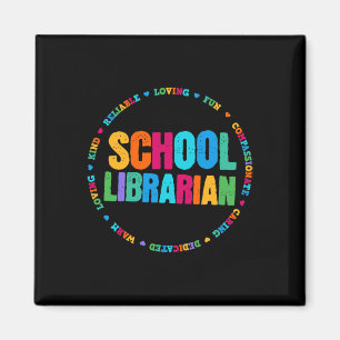 Aimant T-shirt de bibliothécaire scolaire couleur arc-en-