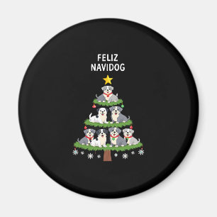 Aimant T-shirt de Noël Feliz Navidog, drôle et mignon Xm