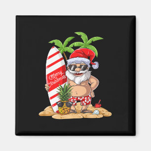 Aimant T Shirt de Surf Hawaïen de Noël Été Santa