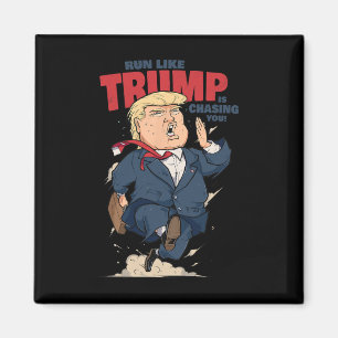 Aimant T-shirt drôle course comme si Trump vous poursuiva