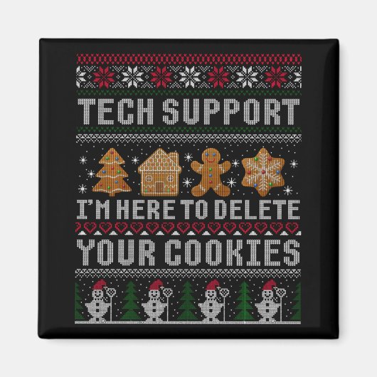 Aimant T-shirt drôle de Noël Tech Suprt Ordinateur  (Devant)