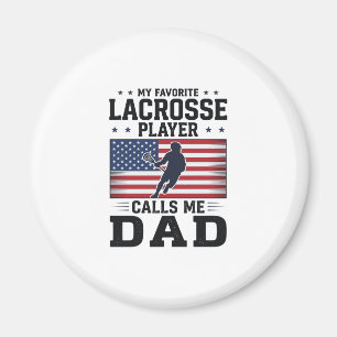 Aimant T-shirt drôle de papa de lacrosse drapeau américai
