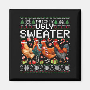 Aimant T-shirt drôle de Poule Noël Ugly Holiday Design