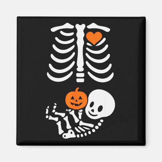 Aimant T-shirt drôle d'Halloween avec un squelette encein (Devant)