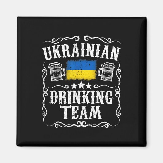 Aimant T Shirt Équipe de Boisson Ukrainienne Drapeau Ukra (Devant)