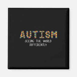 Aimant T-shirt graphique Autisme Voir le monde différemme