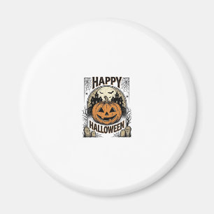 Aimant T-shirt Halloween Citrouille Cimetière Vintage Art