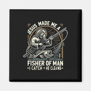 Aimant T-shirt Jésus m'a fait pêcheur d'homme Bible pêche