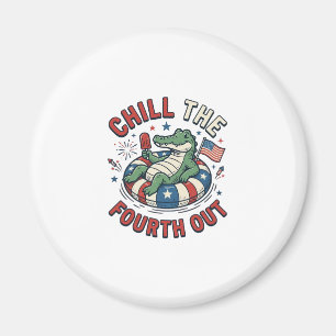 Aimant T-shirt patriotique Chill The Fourth Out Alligator