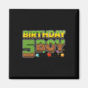 Aimant T-shirt pixel Fun anniversaire garçon 5ème anniver