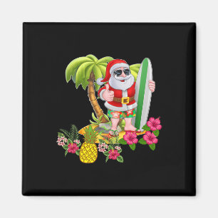 Aimant T Shirt S Noël en Juillet Santa Hawaïen Surf