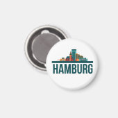 Aimant T-shirt Skyline Allemagne Hambourg (Recto/Verso)