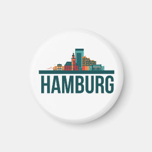 Aimant T-shirt Skyline Allemagne Hambourg