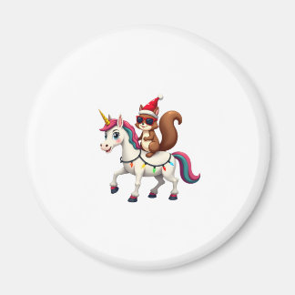 Aimant T-Shirt Squirrel à Cheval sur Licorne avec Guirlan