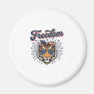 Aimant T-shirt vintage gravure Freedom Tiger patriotique_