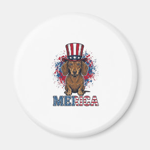Aimant T-shirt vintage pour chien teckel patriotique Meri