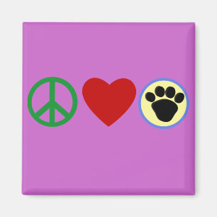Aimant T-shirts de pattes de chiot d'amour de paix,