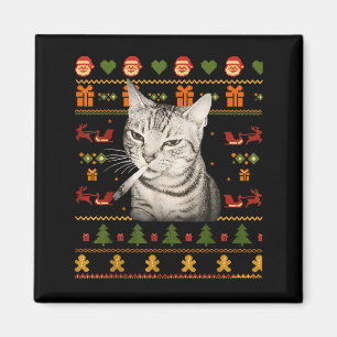 Aimant T-shirts drôles de chat qui fume pour Noël