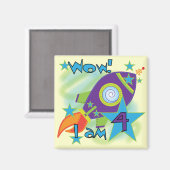 Aimant T-shirts et cadeaux 4e anniversaire Rocket Ship (Recto/Verso)