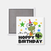 Aimant T-shirts et cadeaux 4th Birthday Frog Hoppy (Recto/Verso)