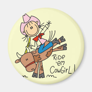Aimant T-shirts et Cadeaux Cavalier Cowgirl sur Taureau