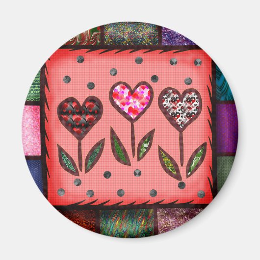 Aimant T-shirts et cadeaux Coeurs dorés (Devant)