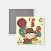 Aimant T-shirts et cadeaux Cowboy 3e anniversaire (Recto/Verso)