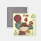 Aimant T-shirts et cadeaux Cowboy 4e anniversaire (Recto/Verso)