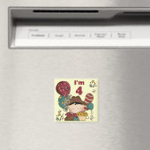 Aimant T-shirts et cadeaux Cowboy 4e anniversaire (In Situ (Lave-vaisselle))