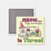 Aimant T-shirts et cadeaux d'anniversaire de la 3e Kitten (Recto/Verso)