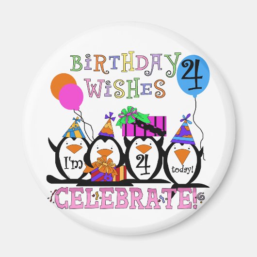 Aimant T-shirts et cadeaux de 4ème anniversaire de Pengui (Devant)