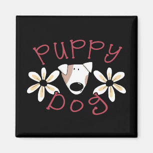 Aimant T-shirts et cadeaux de chiot de fleurs