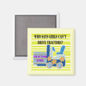 Aimant T-shirts et cadeaux de fille de tracteur (Recto/Verso)