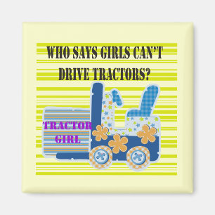 Aimant T-shirts et cadeaux de fille de tracteur