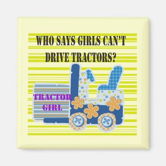 Aimant T-shirts et cadeaux de fille de tracteur (Devant)