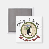 Aimant T-shirts et cadeaux de vacances Skiing Penguin (Recto/Verso)