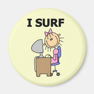 Aimant T-shirts et cadeaux Fille Bâton Surfant sur le Web