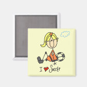 Aimant T-shirts et cadeaux Girl I Love Soccer (Recto/Verso)