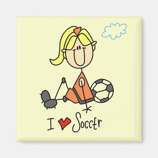 Aimant T-shirts et cadeaux Girl I Love Soccer (Devant)