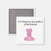 Aimant T-shirts et cadeaux lapins de maman et papa roses (Recto/Verso)