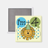 Aimant T-shirts et cadeaux Lion 4th Birthday (Recto/Verso)